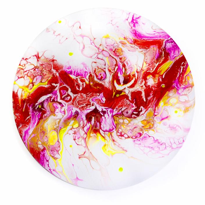 FireHeartFlow – Sold – 40cm – Acrylic on Canvas